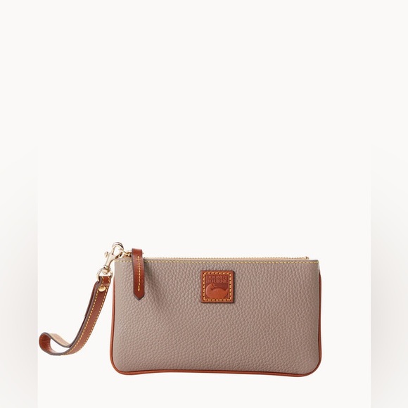 Dooney & Bourke Handbags - Dooney & Bourke Pebble Leather Wristlet Taupe Zip Clutch Wallet Card Case NWOT